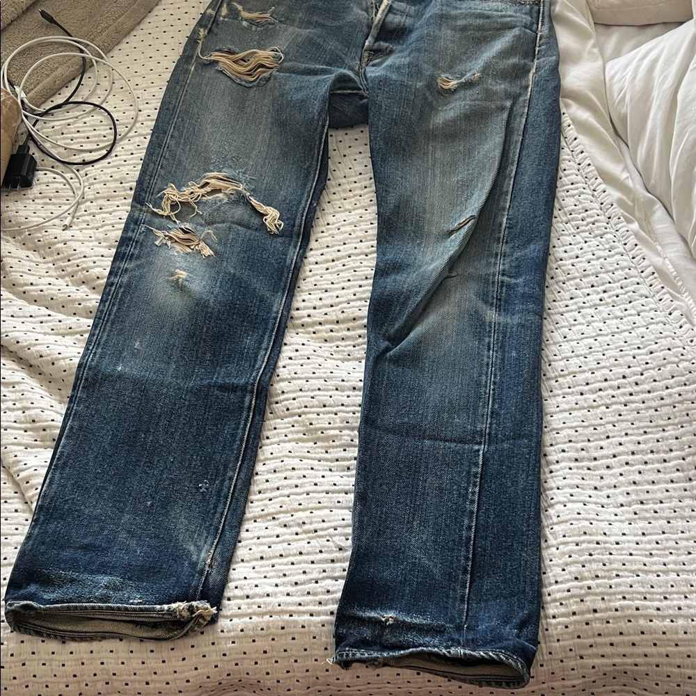 Men's Distressed Blue Jeans